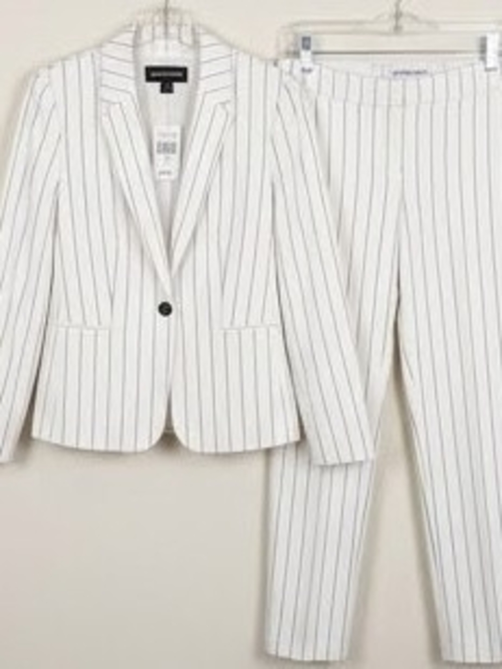 Liz Claiborne White Pinstripe Blazer and Pants Set